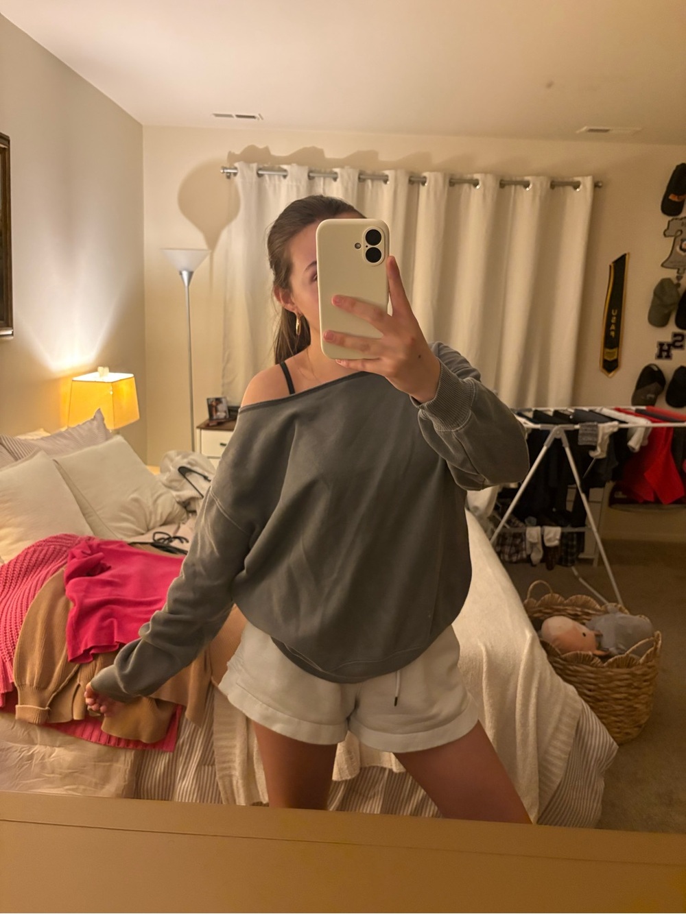 Aeropostale Off-the-Shoulder Slate Gray Women's Sweater